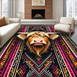 Ultra Soft Area Rug, Non Slip, Stain Resistant, Washable Area Rugs for Living Room, Bedroom, Modern Eclectic Animal Decor(Black)