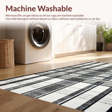 Ultra Soft Area Rug, Non Slip, Stain Resistant, Washable Area Rugs for Living Room, Bedroom, Entryway Accent Rug: Graphic Stripe Woven Floor Covering(Black)