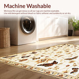 Ultra Soft Area Rug, Non Slip, Stain Resistant, Washable Area Rugs for Living Room, Bedroom, Beige Insect Moth Butterfly Floral Area(Ivory)
