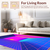 Ultra Soft Area Rug, Non Slip, Stain Resistant, Washable Area Rugs for Living Room, Bedroom, Dynamic Colorful Linear Elements(Blue)
