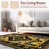 Ultra Soft Area Rug, Non Slip, Stain Resistant, Washable Area Rugs for Living Room, Bedroom, Bold Black and Gold Textures(Gold)