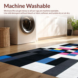 Ultra Soft Area Rug, Non Slip, Stain Resistant, Washable Area Rugs for Living Room, Bedroom, Sleek Abstract Linear Motif(Black)