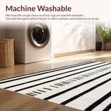 Ultra Soft Area Rug, Non Slip, Stain Resistant, Washable Area Rugs for Living Room, Bedroom, Chic Striped Minimalist Aesthetic(Black)