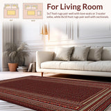 Ultra Soft Area Rug, Non Slip, Stain Resistant, Washable Area Rugs for Living Room, Bedroom, Elegant Warm Tones Design(Red)