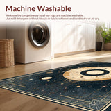 Ultra Soft Area Rug, Non Slip, Stain Resistant, Washable Area Rugs for Living Room, Bedroom, Celestial Ethnic Starry Motif(Gold)