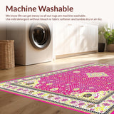 Ultra Soft Area Rug, Non Slip, Stain Resistant, Washable Area Rugs for Living Room, Bedroom, Elegant Pink Trellis Pattern(Pink)