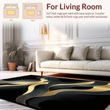 Ultra Soft Area Rug, Non Slip, Stain Resistant, Washable Area Rugs for Living Room, Bedroom, Striking Fluid Geode Wave Aesthetic(Gold)