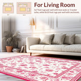 Ultra Soft Area Rug, Non Slip, Stain Resistant, Washable Area Rugs for Living Room, Bedroom, Rustic Elegant Cottage Motif(White)