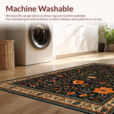 Ultra Soft Area Rug, Non Slip, Stain Resistant, Washable Area Rugs for Living Room, Bedroom, Vibrant Insect Patterned Artistry(Black)