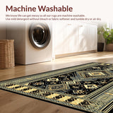 Ultra Soft Area Rug, Non Slip, Stain Resistant, Washable Area Rugs for Living Room, Bedroom, Sleek Transitional Curved Patterns(Gold)