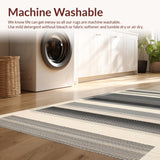Ultra Soft Area Rug, Non Slip, Stain Resistant, Washable Area Rugs for Living Room, Bedroom, Sleek Geometric Black and Beige(Beige)