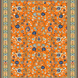Ultra Soft Area Rug, Non Slip, Stain Resistant, Washable Area Rugs for Living Room, Bedroom, Vibrant Multi-Color Floral Elegance(Orange)