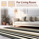 Ultra Soft Area Rug, Non Slip, Stain Resistant, Washable Area Rugs for Living Room, Bedroom, Contemporary Stripe Area Midnight Collection(Black)