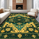 Ultra Soft Area Rug, Non Slip, Stain Resistant, Washable Area Rugs for Living Room, Bedroom, Vibrant Area Featuring Geometric Animal Motifs and Floral Designs(Green)