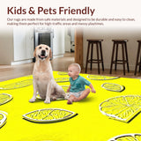 Ultra Soft Area Rug, Non Slip, Stain Resistant, Washable Area Rugs for Living Room, Bedroom, Artistic Lemon Print Delight(Yellow)