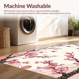 Ultra Soft Area Rug, Non Slip, Stain Resistant, Washable Area Rugs for Living Room, Bedroom, Soft Textured Modern Flower Aesthetic(Pink)