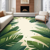 Ultra Soft Area Rug, Non Slip, Stain Resistant, Washable Area Rugs for Living Room, Bedroom, Lush Tropical Escape Area Green Beige Leaf(Green)