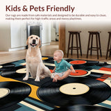 Ultra Soft Area Rug, Non Slip, Stain Resistant, Washable Area Rugs for Living Room, Bedroom, Elegant Abstract Record Design(Black)