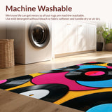Ultra Soft Area Rug, Non Slip, Stain Resistant, Washable Area Rugs for Living Room, Bedroom, Stylish Semi-Circle Patio Rug for Nostalgic Decor(Black)