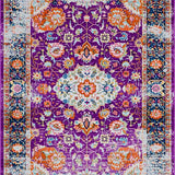 Ultra Soft Area Rug, Non Slip, Stain Resistant, Washable Area Rugs for Living Room, Bedroom, Sophisticated Colorful Medallion Look(Purple)