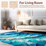 Ultra Soft Area Rug, Non Slip, Stain Resistant, Washable Area Rugs for Living Room, Bedroom, Sea Wave Pastel Area Rug for Relaxation Spaces(Blue)
