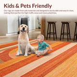 Ultra Soft Area Rug, Non Slip, Stain Resistant, Washable Area Rugs for Living Room, Bedroom, Elegant Earthy Abstract Design(Orange)