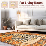 Ultra Soft Area Rug, Non Slip, Stain Resistant, Washable Area Rugs for Living Room, Bedroom, Elegant Textured Animal Print(Orange)