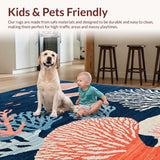 Ultra Soft Area Rug, Non Slip, Stain Resistant, Washable Area Rugs for Living Room, Bedroom, Cozy Earthy Lattice Inspiration(Blue)