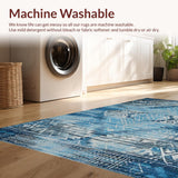 Ultra Soft Area Rug, Non Slip, Stain Resistant, Washable Area Rugs for Living Room, Bedroom, Rustic Neutral Tiled Arrangement(Blue)