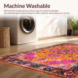 Ultra Soft Area Rug, Non Slip, Stain Resistant, Washable Area Rugs for Living Room, Bedroom, Contemporary Vibrant Pattern Showcase(Orange)