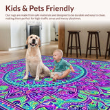Ultra Soft Area Rug, Non Slip, Stain Resistant, Washable Area Rugs for Living Room, Bedroom, Eclectic Colorful Medallion Design(Purple)