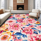 Ultra Soft Area Rug, Non Slip, Stain Resistant, Washable Area Rugs for Living Room, Bedroom, Colorful Geometric Floral Fusion(Pink)