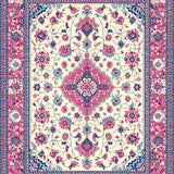 Ultra Soft Area Rug, Non Slip, Stain Resistant, Washable Area Rugs for Living Room, Bedroom, Rustic Cream Botanical Design(Ivory)