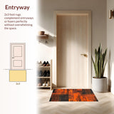 Ultra Soft Area Rug, Non Slip, Stain Resistant, Washable Area Rugs for Living Room, Bedroom, Irregular Geometric Lava Effect(Orange)
