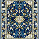 Ultra Soft Area Rug, Non Slip, Stain Resistant, Washable Area Rugs for Living Room, Bedroom, Elegant Floral White Blossom Style(Blue)