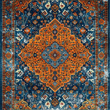 Ultra Soft Area Rug, Non Slip, Stain Resistant, Washable Area Rugs for Living Room, Bedroom, Classic Earthy Medallion Elegance(Orange)