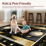 Ultra Soft Area Rug, Non Slip, Stain Resistant, Washable Area Rugs for Living Room, Bedroom, Chic Abstract Geometric Aesthetic(Gold)