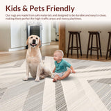Ultra Soft Area Rug, Non Slip, Stain Resistant, Washable Area Rugs for Living Room, Bedroom, Rustic Natural Fiber Inspired Design(Gray)