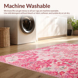 Ultra Soft Area Rug, Non Slip, Stain Resistant, Washable Area Rugs for Living Room, Bedroom, Coquette Pink Tiled Motif(Pink)