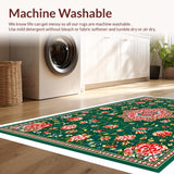 Ultra Soft Area Rug, Non Slip, Stain Resistant, Washable Area Rugs for Living Room, Bedroom, Floral Mihrab Group Praying Carpet for Families(Green)