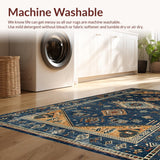 Ultra Soft Area Rug, Non Slip, Stain Resistant, Washable Area Rugs for Living Room, Bedroom, Elegant Earthy Distressed Aesthetic(Blue)