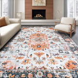Ultra Soft Area Rug, Non Slip, Stain Resistant, Washable Area Rugs for Living Room, Bedroom, Rustic Earthy Toned Pattern(White)