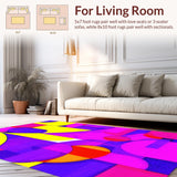 Ultra Soft Area Rug, Non Slip, Stain Resistant, Washable Area Rugs for Living Room, Bedroom, Playful Multicolor Graphic Geometry(Pink)