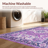 Ultra Soft Area Rug, Non Slip, Stain Resistant, Washable Area Rugs for Living Room, Bedroom, Whimsical Lavender Garden Design(Purple)