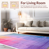 Ultra Soft Area Rug, Non Slip, Stain Resistant, Washable Area Rugs for Living Room, Bedroom, Radiant Soft Rainbow Fusion Style(Pink)