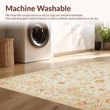 Ultra Soft Area Rug, Non Slip, Stain Resistant, Washable Area Rugs for Living Room, Bedroom, Inviting Rustic Floral Arrangement(Ivory)