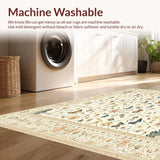 Ultra Soft Area Rug, Non Slip, Stain Resistant, Washable Area Rugs for Living Room, Bedroom, Cute Butterfly Boho Bathroom(Ivory)
