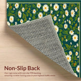 Ultra Soft Area Rug, Non Slip, Stain Resistant, Washable Area Rugs for Living Room, Bedroom, 3D Moss Green Daisy Rug for Living Room Decor(Green)