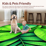 Ultra Soft Area Rug, Non Slip, Stain Resistant, Washable Area Rugs for Living Room, Bedroom, Tropical Palm Shaped Kitchen Plush Washable Mat(Green)