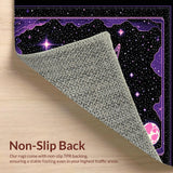 Ultra Soft Area Rug, Non Slip, Stain Resistant, Washable Area Rugs for Living Room, Bedroom, Cosmic Whimsical Star Motif(Purple)